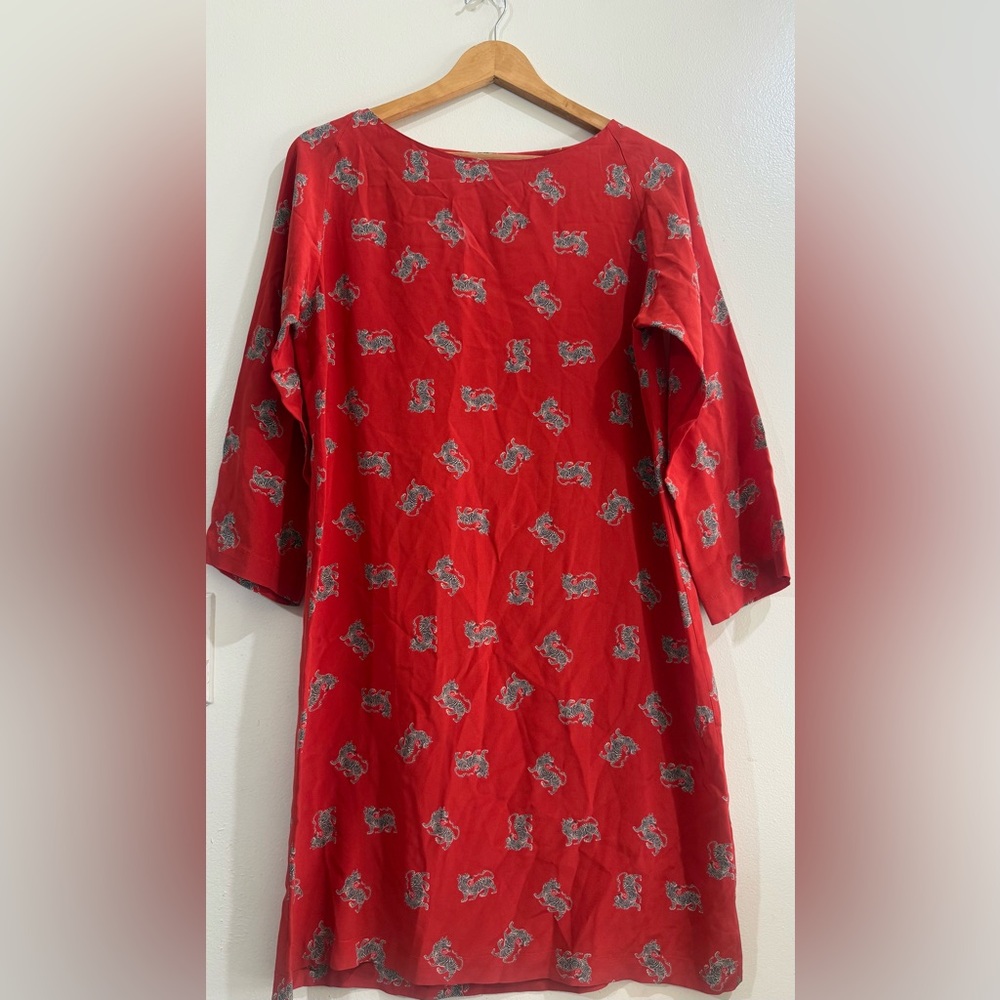 Tucker Red Tunic with Gray Pattern